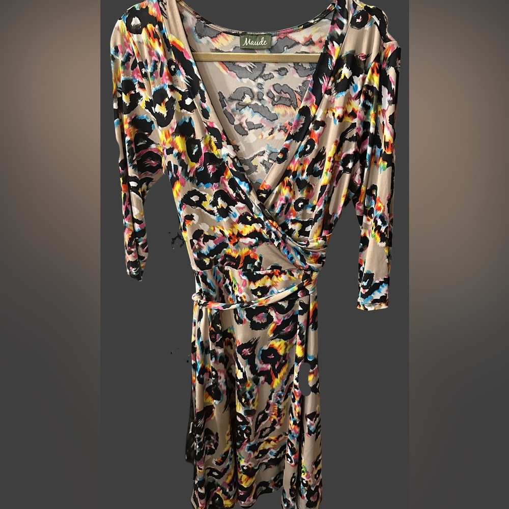 Maude Colorful Dress Faux Wrap Dress - Picture 5 of 5